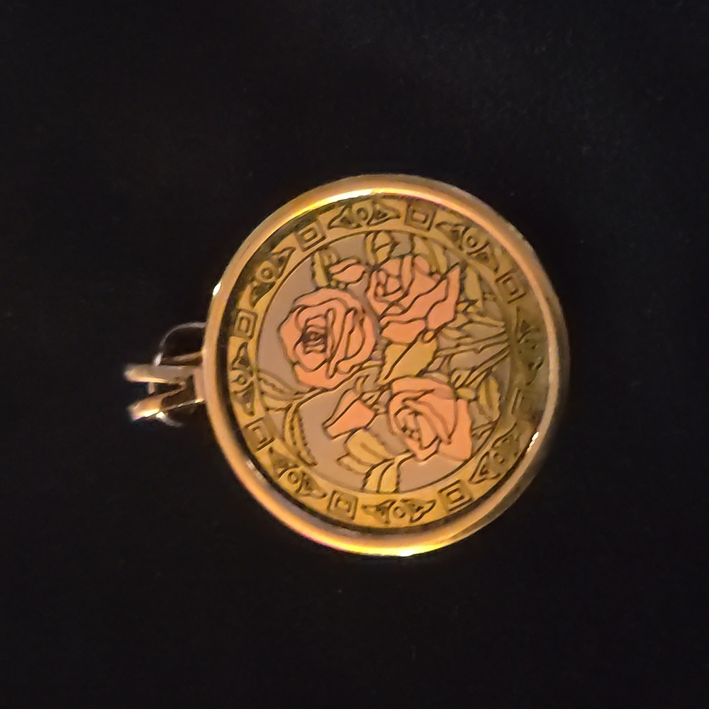 Vintage Tritone Rose Flower Pendant
